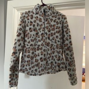 leopard print sherpa quarter zip